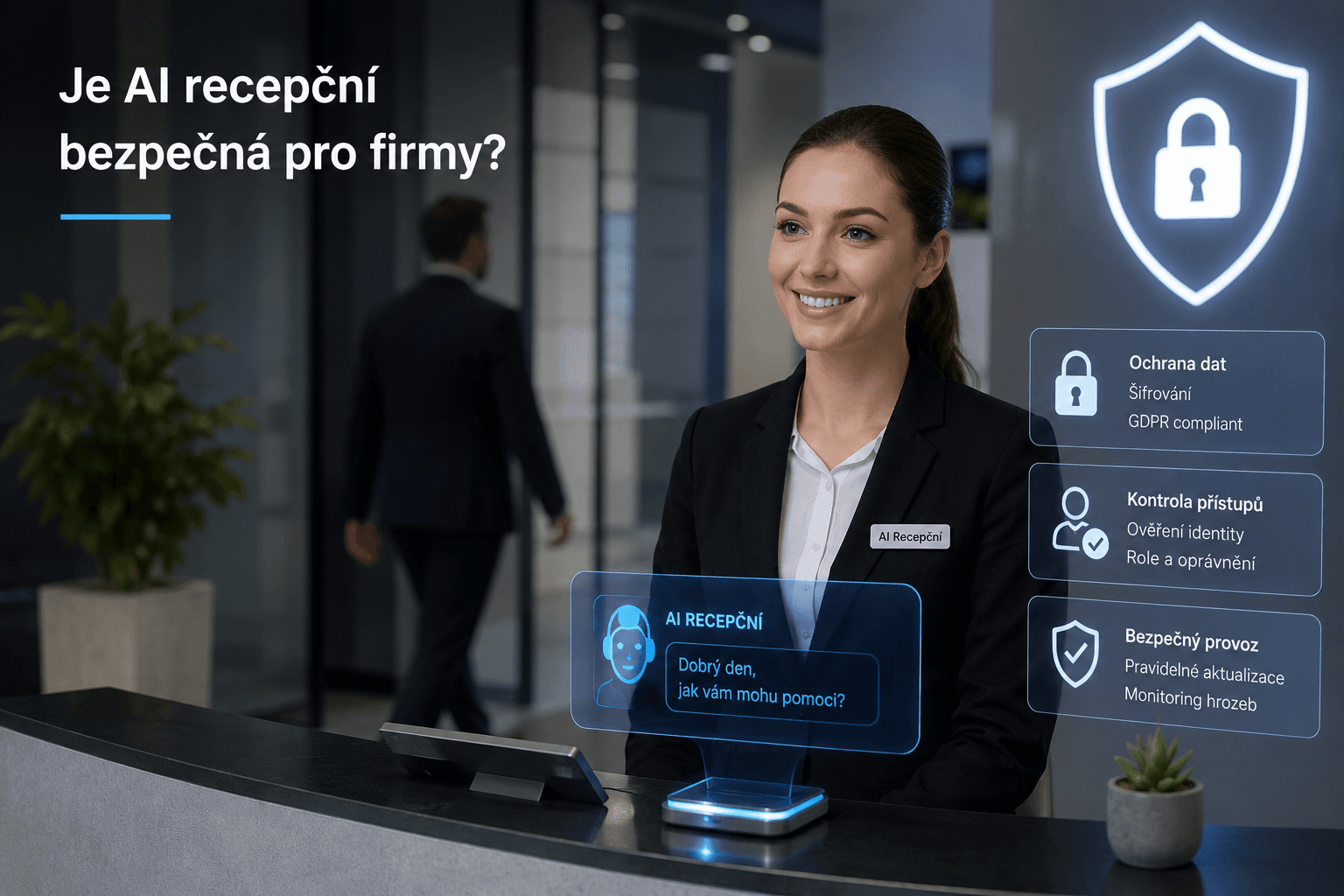 Bezpečnost AI recepční pro malé firmy